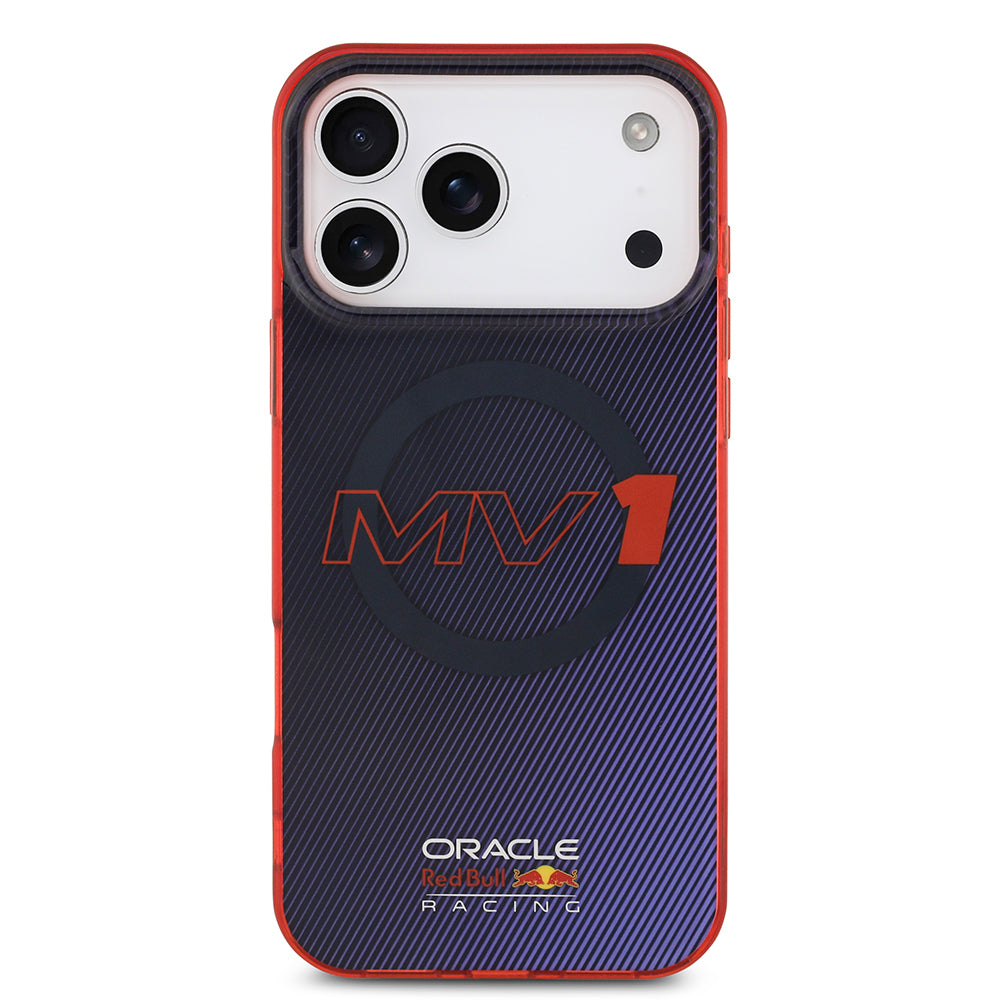 Apple iPhone 17 Pro Max Kılıf Redbull Orjinal Lisanslı M-safe Şarj Özellikli Çift Katmanlı Çizgi Desenli Sert PC MV Kapak Lacivert