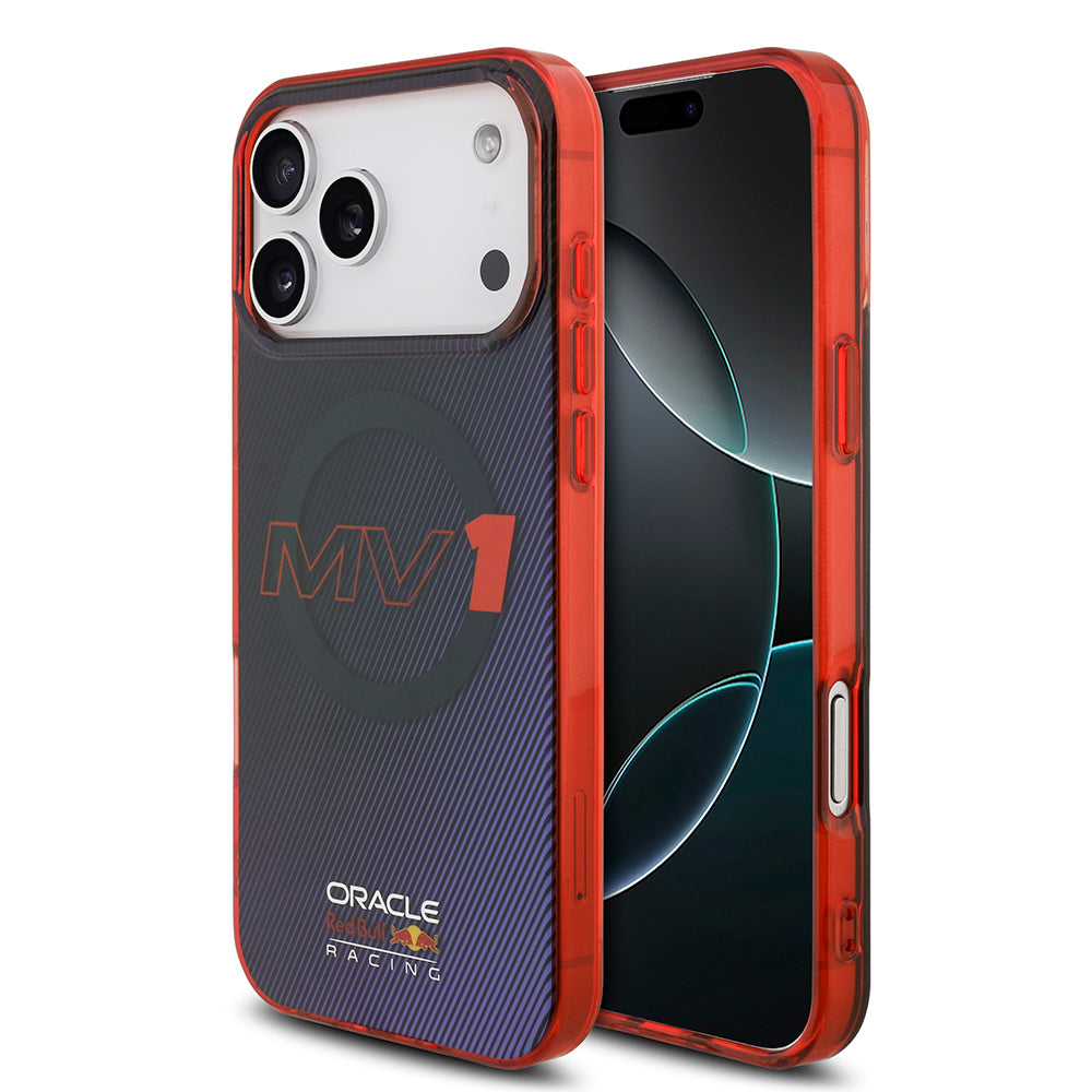Apple iPhone 17 Pro Max Kılıf Redbull Orjinal Lisanslı M-safe Şarj Özellikli Çift Katmanlı Çizgi Desenli Sert PC MV Kapak Lacivert