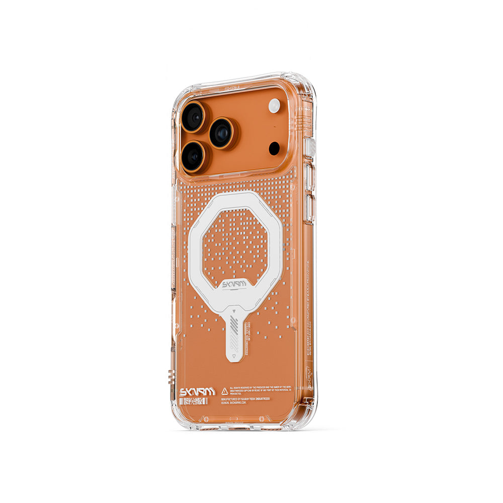 Apple iPhone 17 Pro Max Kılıf Skinarma M-Safe Şarj Özellikli IML Baskılı Holografik MYST Kapak Şeffaf