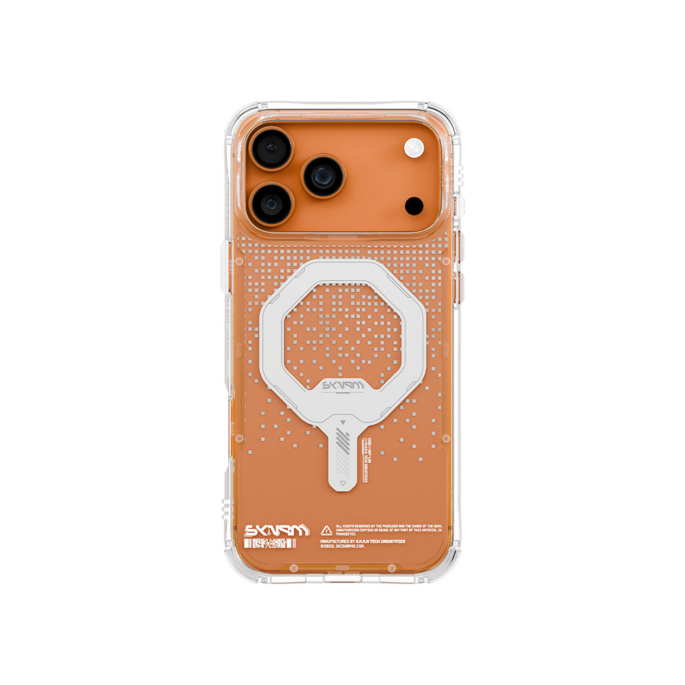 Apple iPhone 17 Pro Max Kılıf Skinarma M-Safe Şarj Özellikli IML Baskılı Holografik MYST Kapak Şeffaf