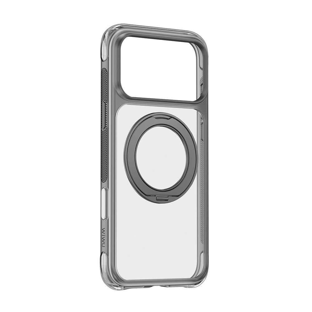 Apple iPhone 17 Pro Max Kılıf Wiwu AG-203 AeroGuard Ultra Serisi M-safe Şarj Özellikli Airbag Tasarımlı Standlı Kapak Gri
