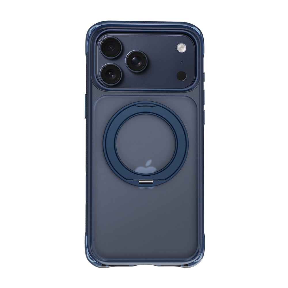 Apple iPhone 17 Pro Max Kılıf Wiwu AG-203 AeroGuard Ultra Serisi M-safe Şarj Özellikli Airbag Tasarımlı Standlı Kapak Lacivert
