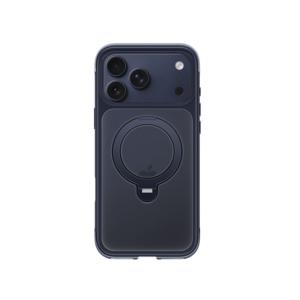 Apple iPhone 17 Pro Max Kılıf Wiwu AS-203 AeroShield Ultra Serisi M-safe Şarj Özellikli Airbag Tasarımlı Standlı Kapak Lacivert