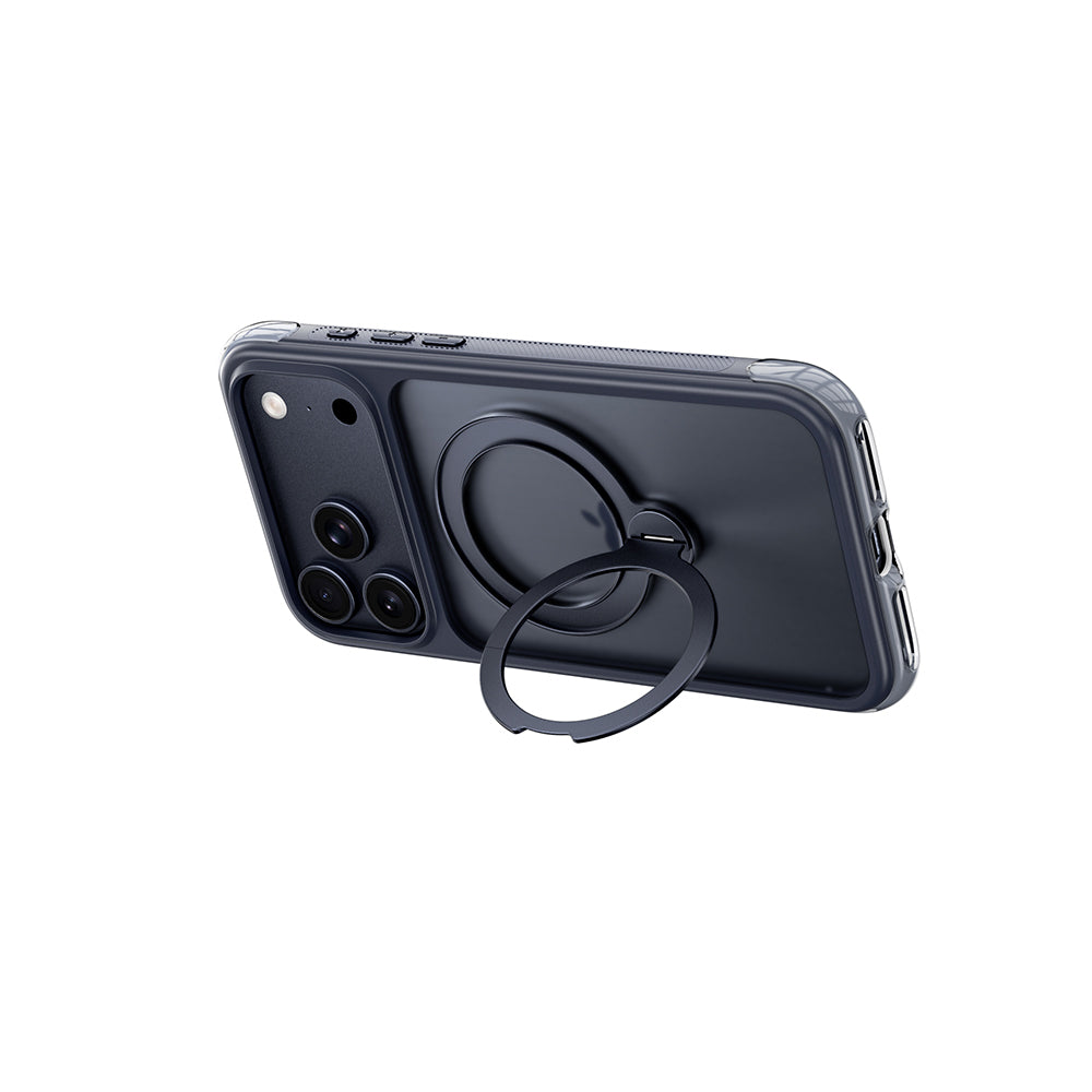 Apple iPhone 17 Pro Max Kılıf Wiwu AS-203 AeroShield Ultra Serisi M-safe Şarj Özellikli Airbag Tasarımlı Standlı Kapak Lacivert