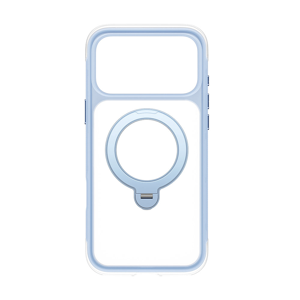 Apple iPhone 17 Pro Max Kılıf Wiwu AS-203 AeroShield Ultra Serisi M-safe Şarj Özellikli Airbag Tasarımlı Standlı Kapak Açık Mavi