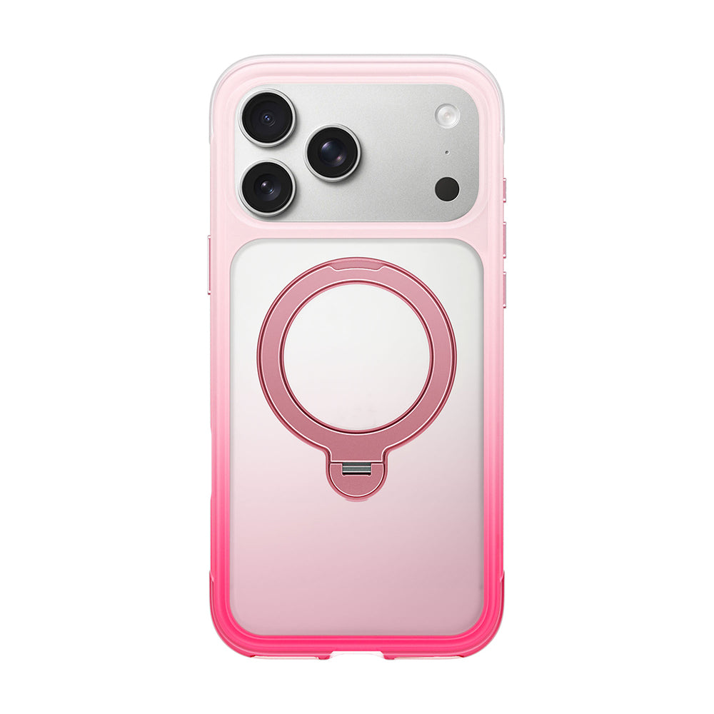 Apple iPhone 17 Pro Max Kılıf Wiwu AS-204 AeroShield Aurora Ultra Serisi M-safe Şarj Özellikli Airbag Tasarımlı Standlı Kapak Pembe