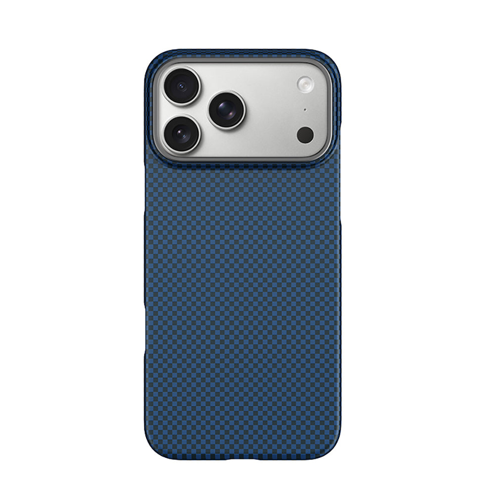 Apple iPhone 17 Pro Max Kılıf Wiwu DCC-208 M-safe Şarj Özellikli Aramid Fiber Tasarım Kevlar Kapak Mavi