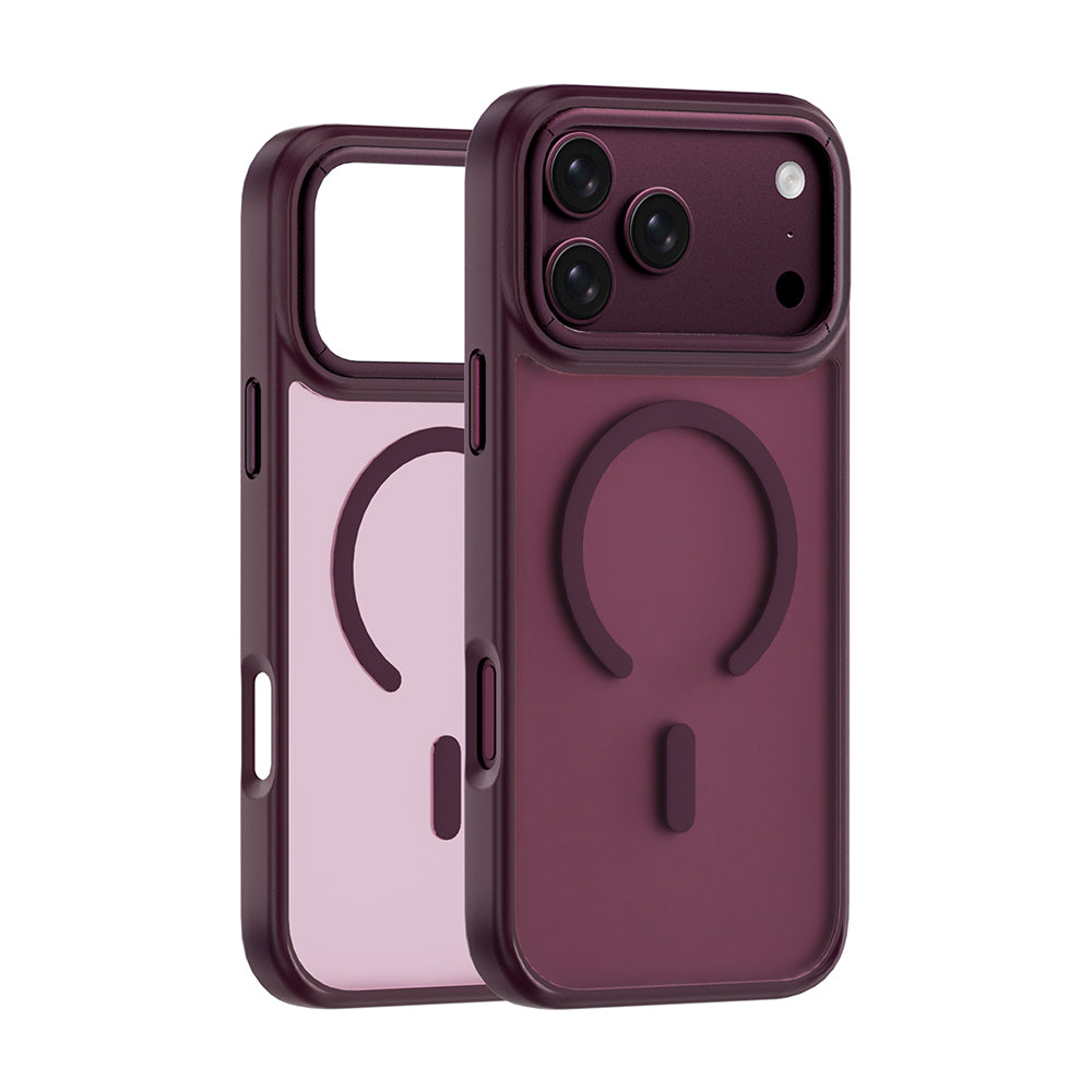Apple iPhone 17 Pro Max Kılıf Wiwu FGG-012 ArmorPro Serisi M-safe Şarj Özellikli Parmak İzi Bırakmayan Kılıf Bordo