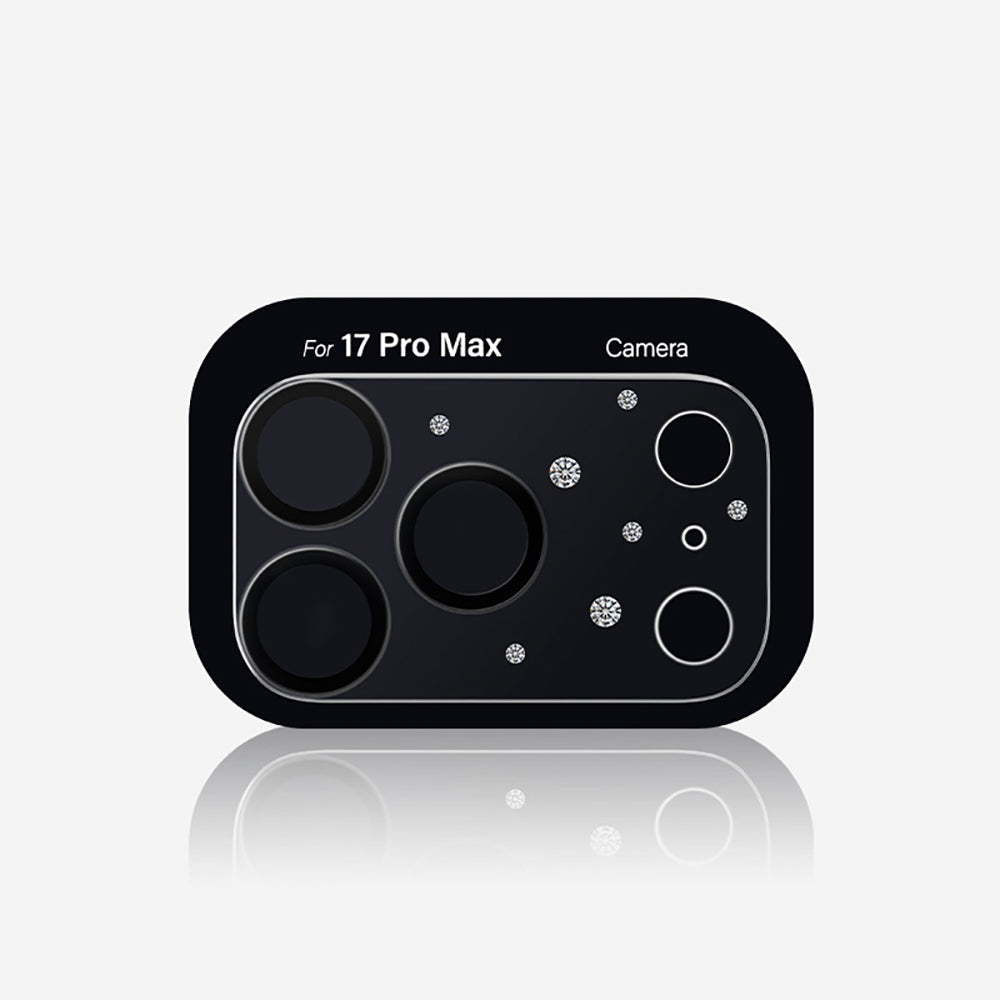 Apple iPhone 17 Pro Pynana Diamond Sky Serisi Taşlı Kamera Lens Koruyucu Şeffaf