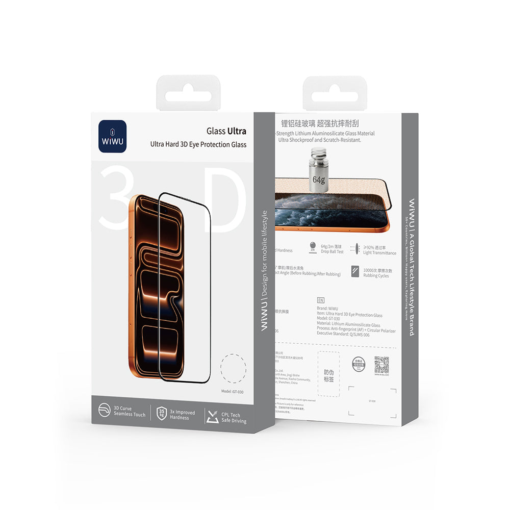 Apple iPhone 17 Wiwu GT-030 3D Çizilmeye Dayanıklı Temperli Cam Ekran Koruyucu Şeffaf