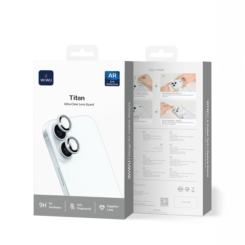 Apple iPhone 17 Wiwu LG-005 Falcon Anti Reflective Çizilmeye Karşı Dayanıklı Safir Kamera Lens Koruyucu Gri