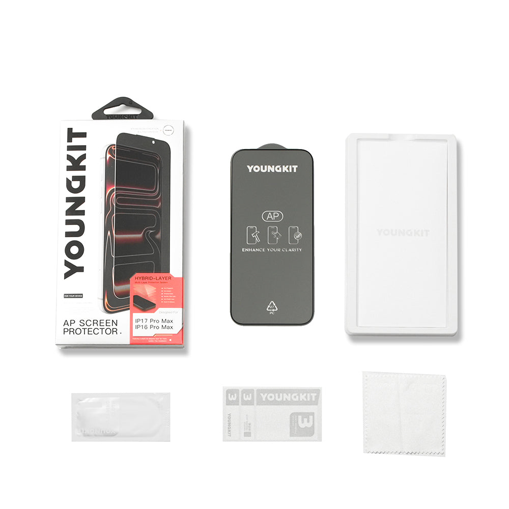 Apple iPhone 17 Youngkit 2.5D Parmak İzi Bırakmayan 0.33mm Privacy Temperli Cam Ekran Koruyucu Siyah
