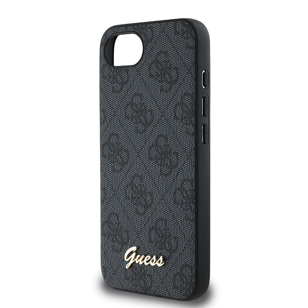 Apple iPhone 17E Kılıf Guess Orjinal Lisanslı 4G Desenli Script Metal Logolu Kapak Siyah