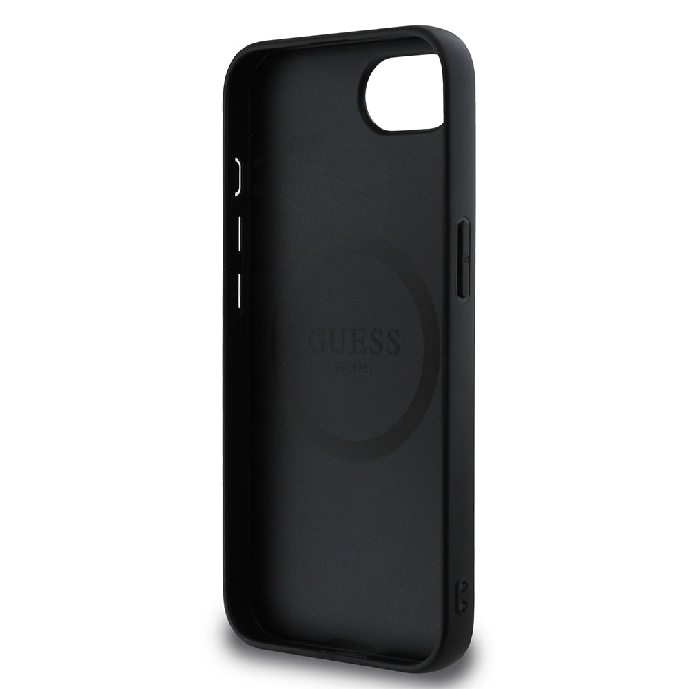 Apple iPhone 17E Kılıf Guess Orjinal Lisanslı 4G Desenli Script Metal Logolu Kapak Siyah