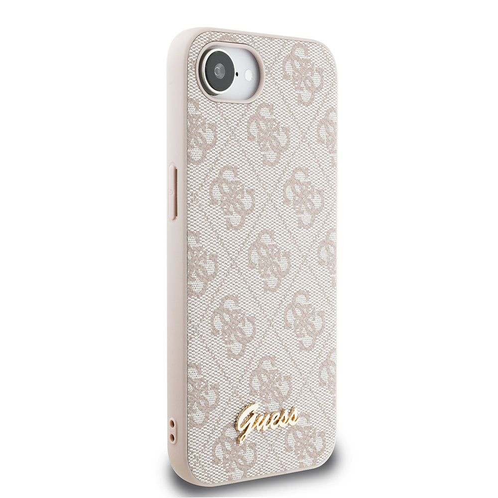 Apple iPhone 17E Kılıf Guess Orjinal Lisanslı 4G Desenli Script Metal Logolu Kapak Siyah