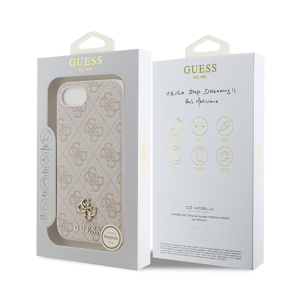 Apple iPhone 17E Kılıf Guess Orjinal Lisanslı M-safe Şarj Özellikli Small 4G Classic Kapak Pembe