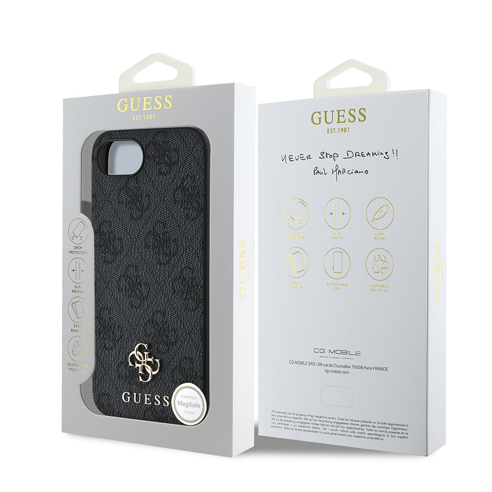 Apple iPhone 17E Kılıf Guess Orjinal Lisanslı M-safe Şarj Özellikli Small 4G Classic Kapak Siyah