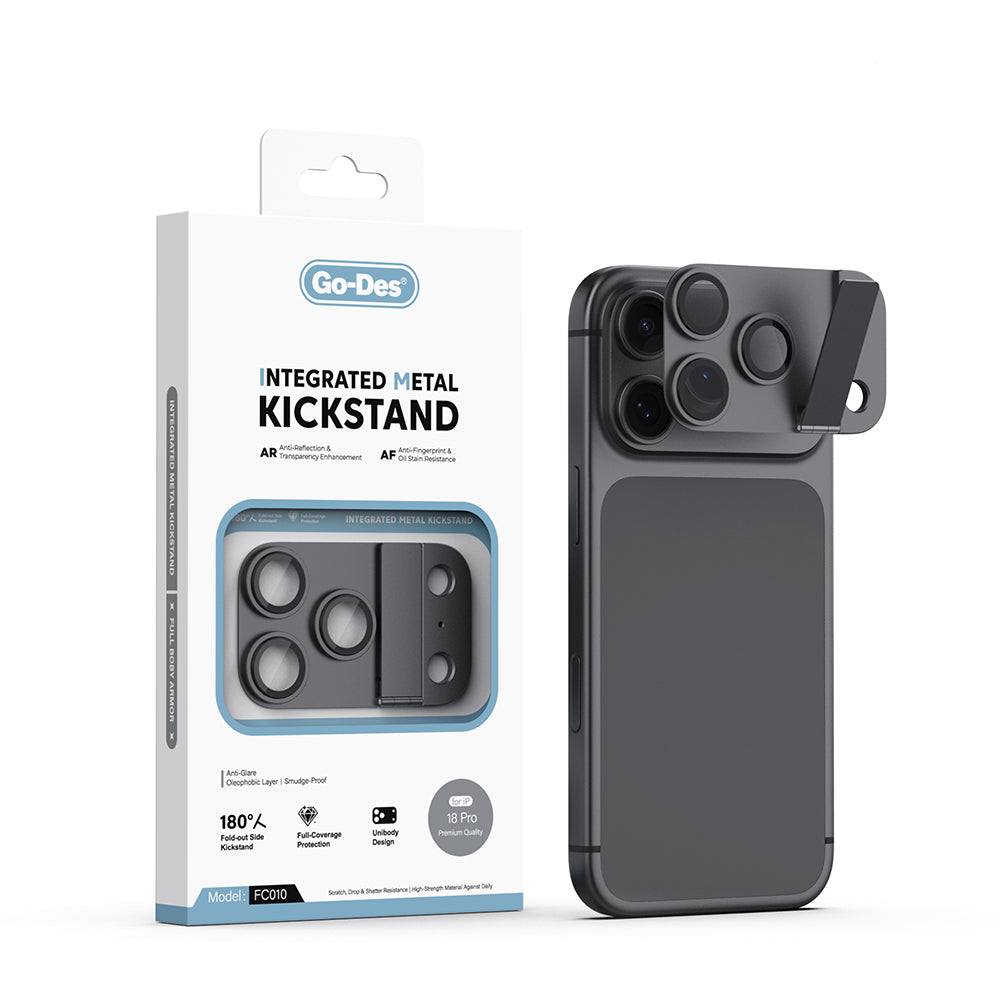 Apple iPhone 18 Pro Go Des CL-23 Anti Reflective Standlı Kamera Lens Koruyucu Siyah