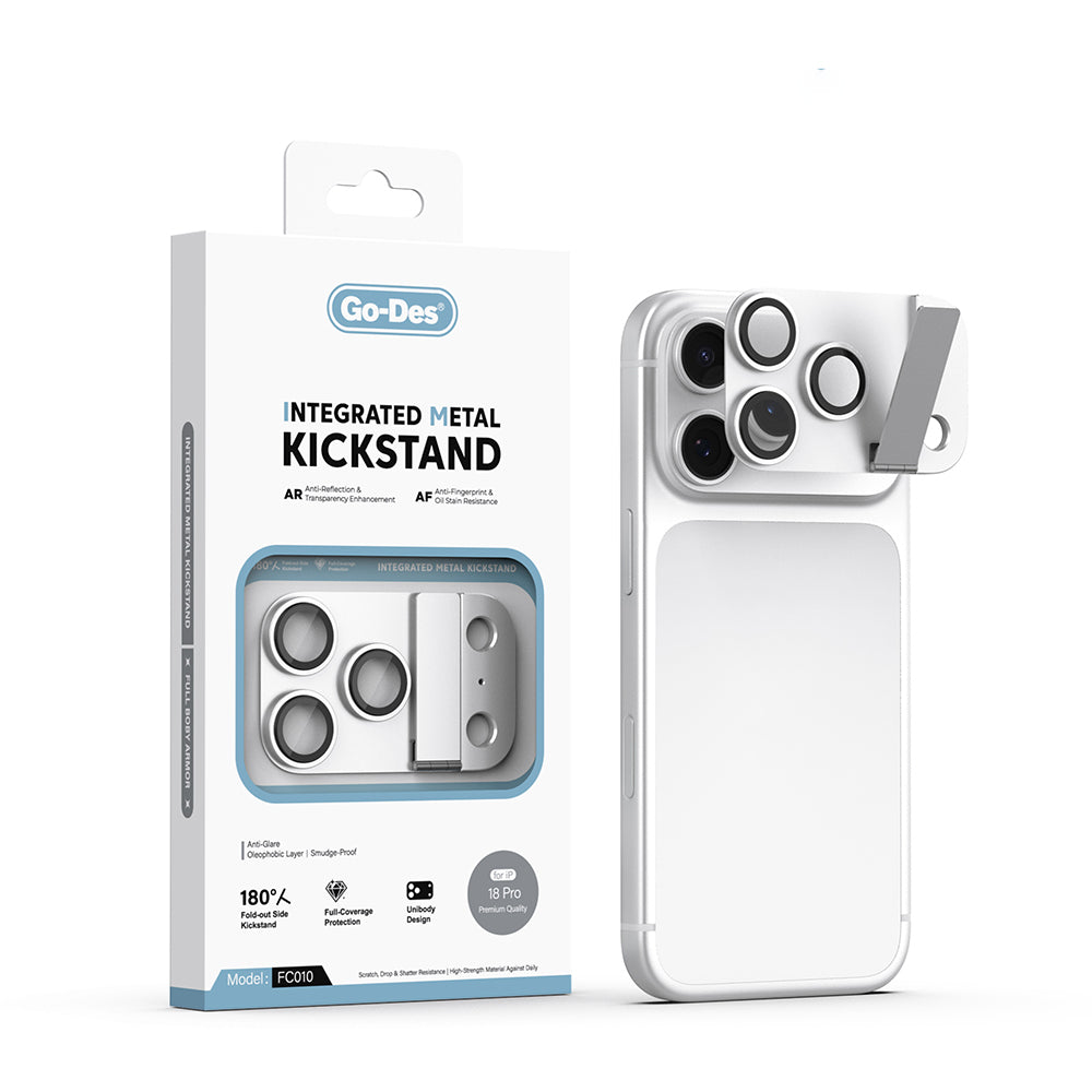 Apple iPhone 18 Pro Go Des CL-23 Anti Reflective Standlı Kamera Lens Koruyucu Gümüş