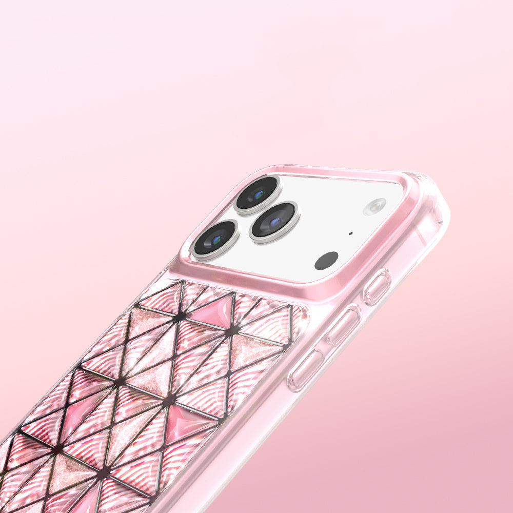 Apple iPhone 18 Pro Kılıf 3D Buz Blok Desenli Zore Paris Kairo TPU Kapak Pembe