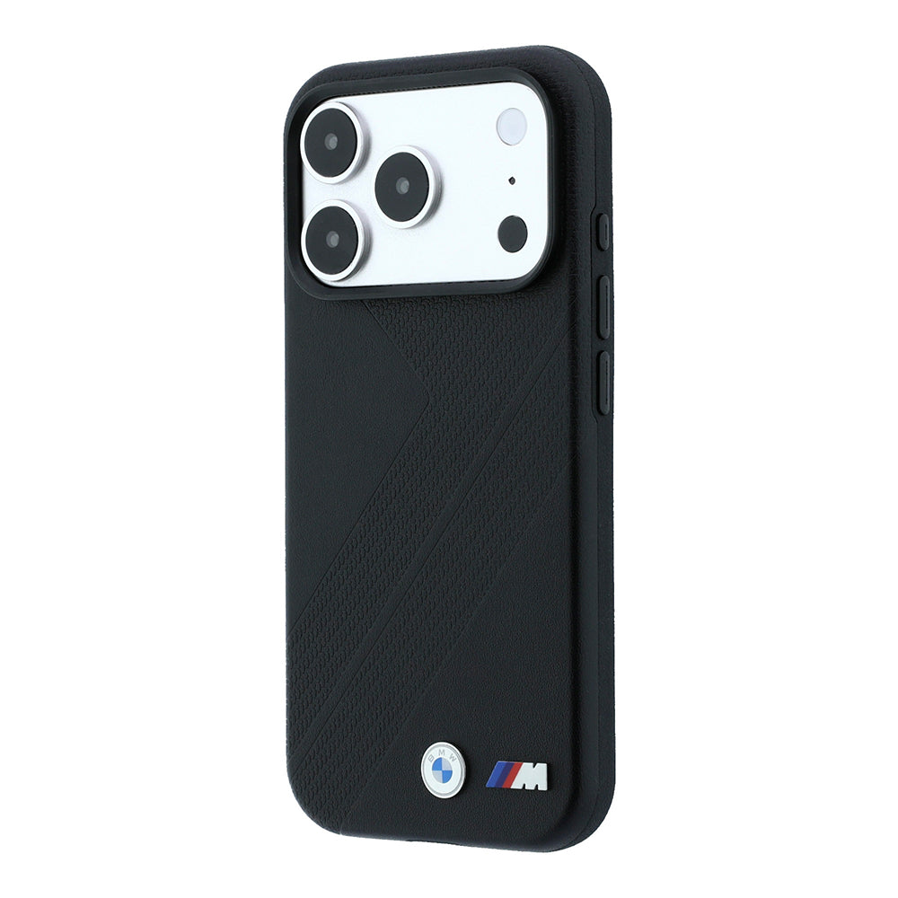Apple iPhone 18 Pro Kılıf BMW Orjinal Lisanslı M-safe Şarj Özellikli M Logolu Lastik İzi Desenli Kapak Siyah
