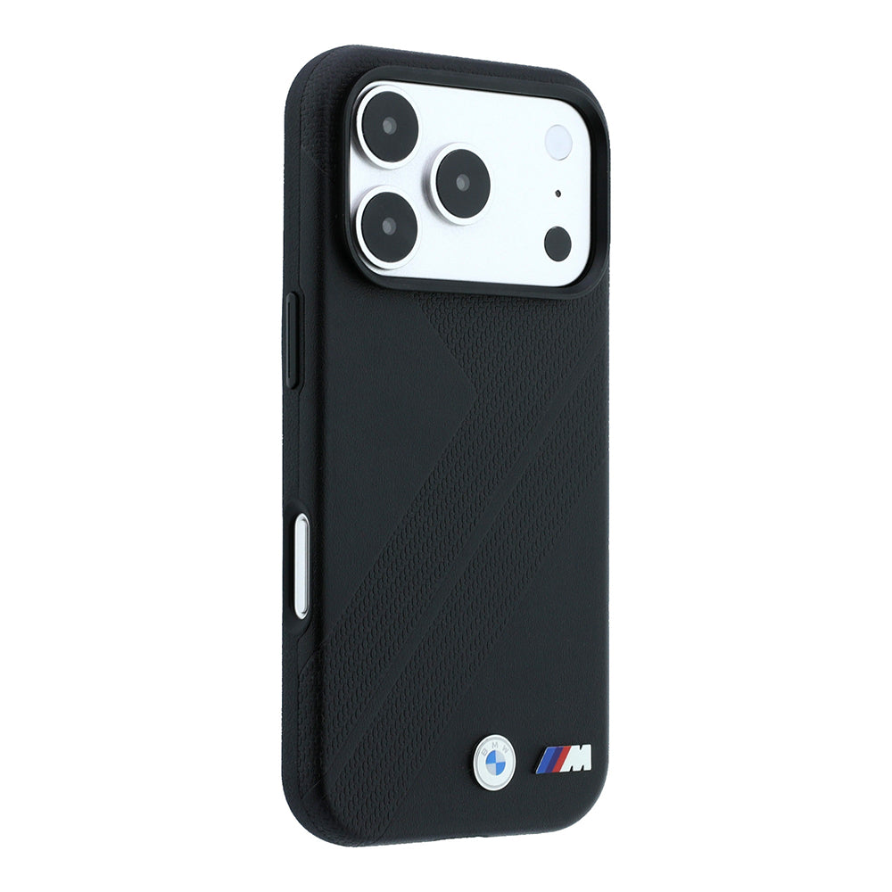 Apple iPhone 18 Pro Kılıf BMW Orjinal Lisanslı M-safe Şarj Özellikli M Logolu Lastik İzi Desenli Kapak Siyah