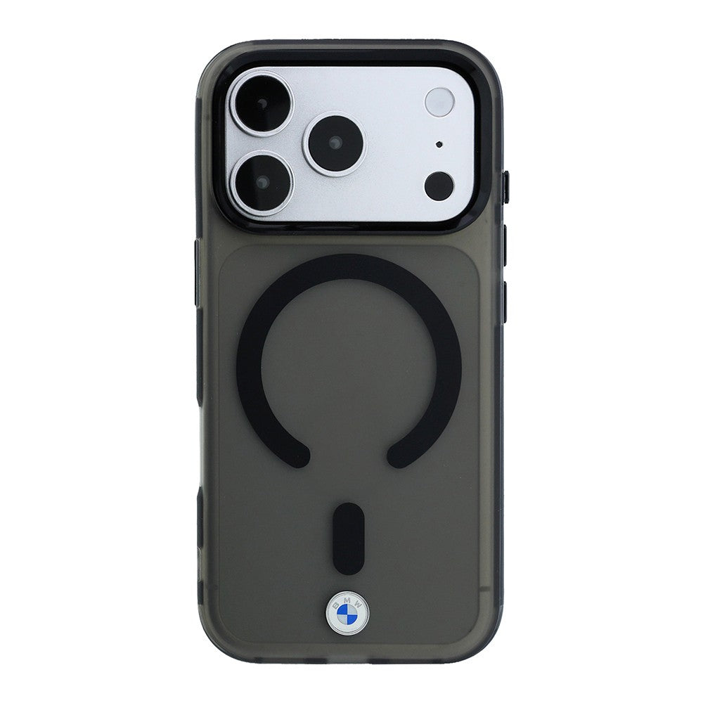 Apple iPhone 18 Pro Kılıf BMW Orjinal Lisanslı M-safe Şarj Özellikli Metal Logolu Buzlu IML Baskılı Kapak Siyah