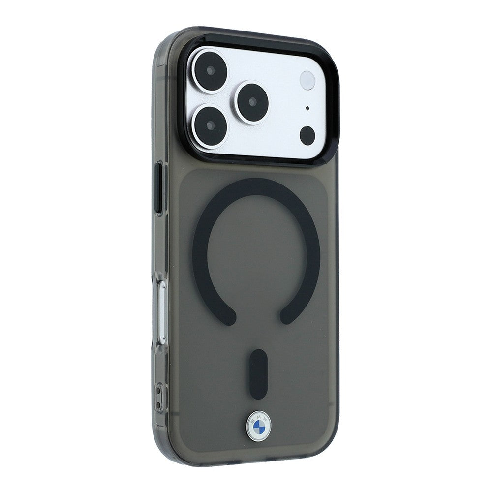 Apple iPhone 18 Pro Kılıf BMW Orjinal Lisanslı M-safe Şarj Özellikli Metal Logolu Buzlu IML Baskılı Kapak Siyah