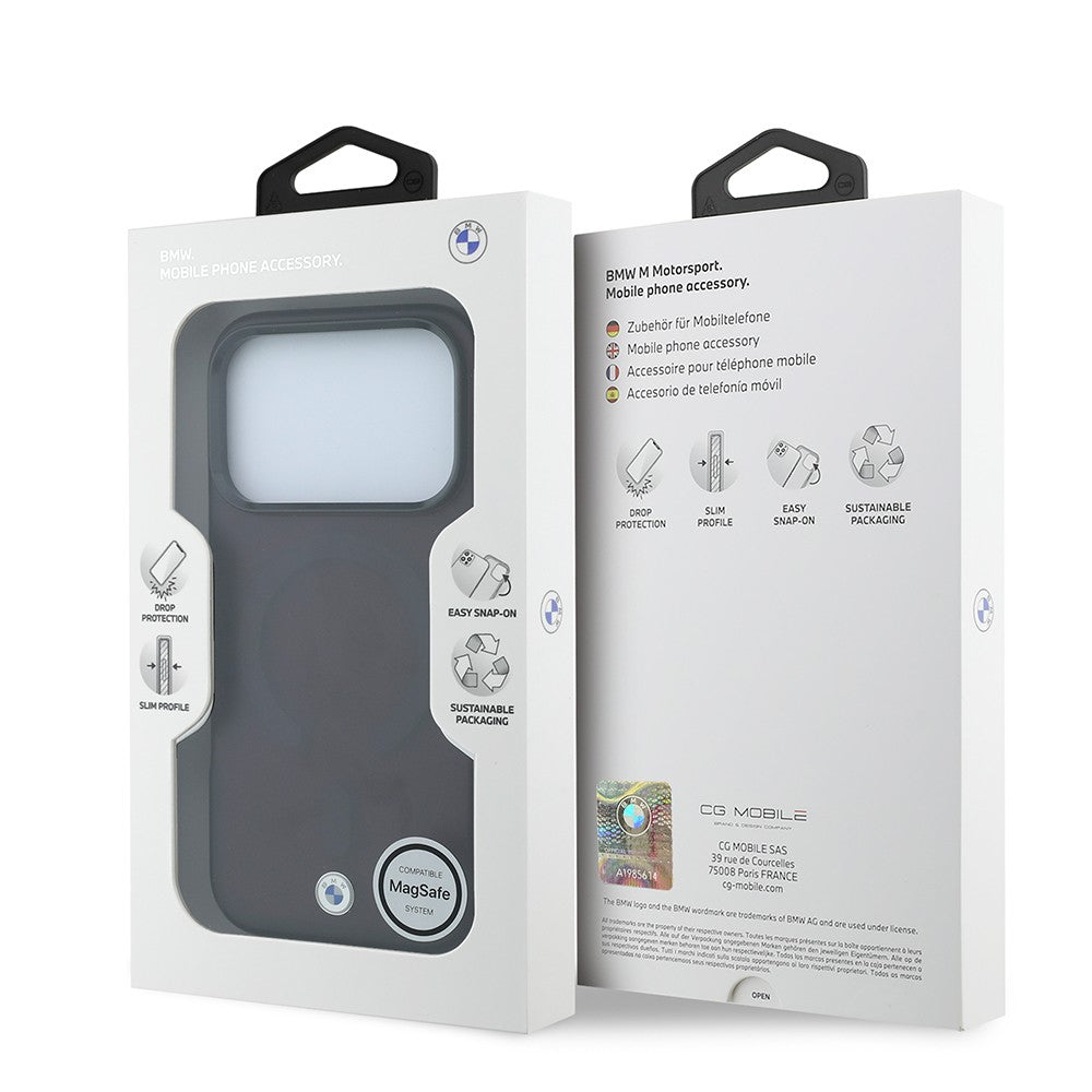 Apple iPhone 18 Pro Kılıf BMW Orjinal Lisanslı M-safe Şarj Özellikli Metal Logolu Buzlu IML Baskılı Kapak Bordo