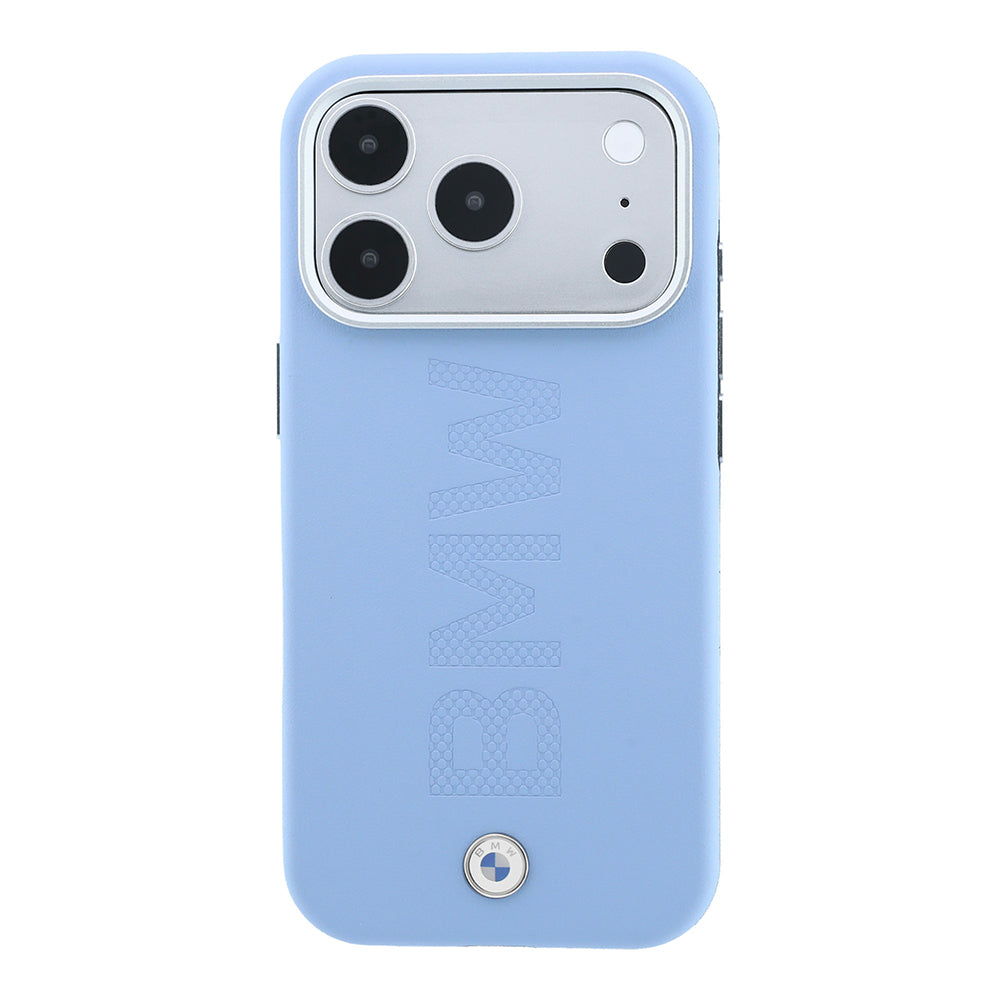 Apple iPhone 18 Pro Kılıf BMW Orjinal Lisanslı M-safe Şarj Özellikli Ortalı Sıcak Damga Logolu Deri Kapak Mavi