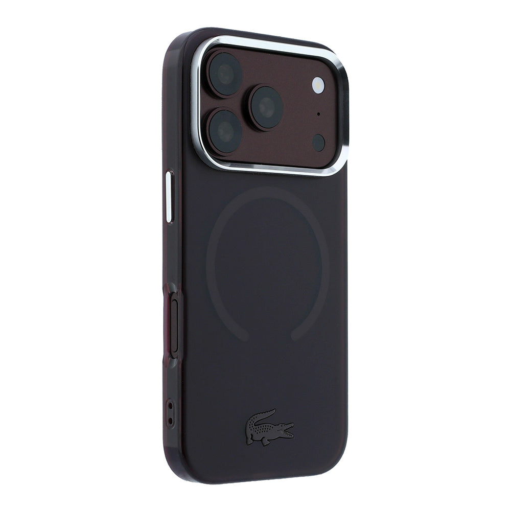 Apple iPhone 18 Pro Kılıf Lacoste Orjinal Lisanslı M-safe C-Magnet İkonik Timsah Logolu IML Frosted Kapak Bordo