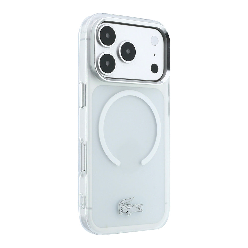 Apple iPhone 18 Pro Kılıf Lacoste Orjinal Lisanslı M-safe C-Magnet İkonik Timsah Logolu IML Frosted Kapak Şeffaf