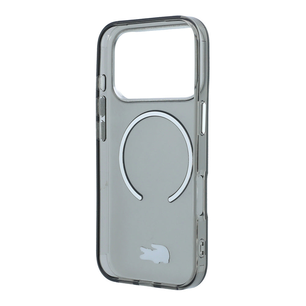 Apple iPhone 18 Pro Kılıf Lacoste Orjinal Lisanslı M-safe Şarj Özellikli Lake Timsah Logolu IML Frosted Kapak Siyah