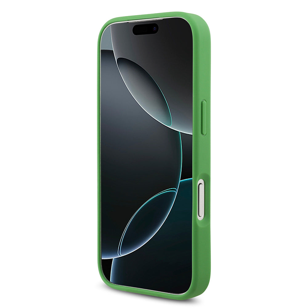 Apple iPhone 18 Pro Kılıf Lacoste Orjinal Lisanslı M-safe Şarj Özellikli PU Pike Desenli Metal Logolu Kapak Yeşil