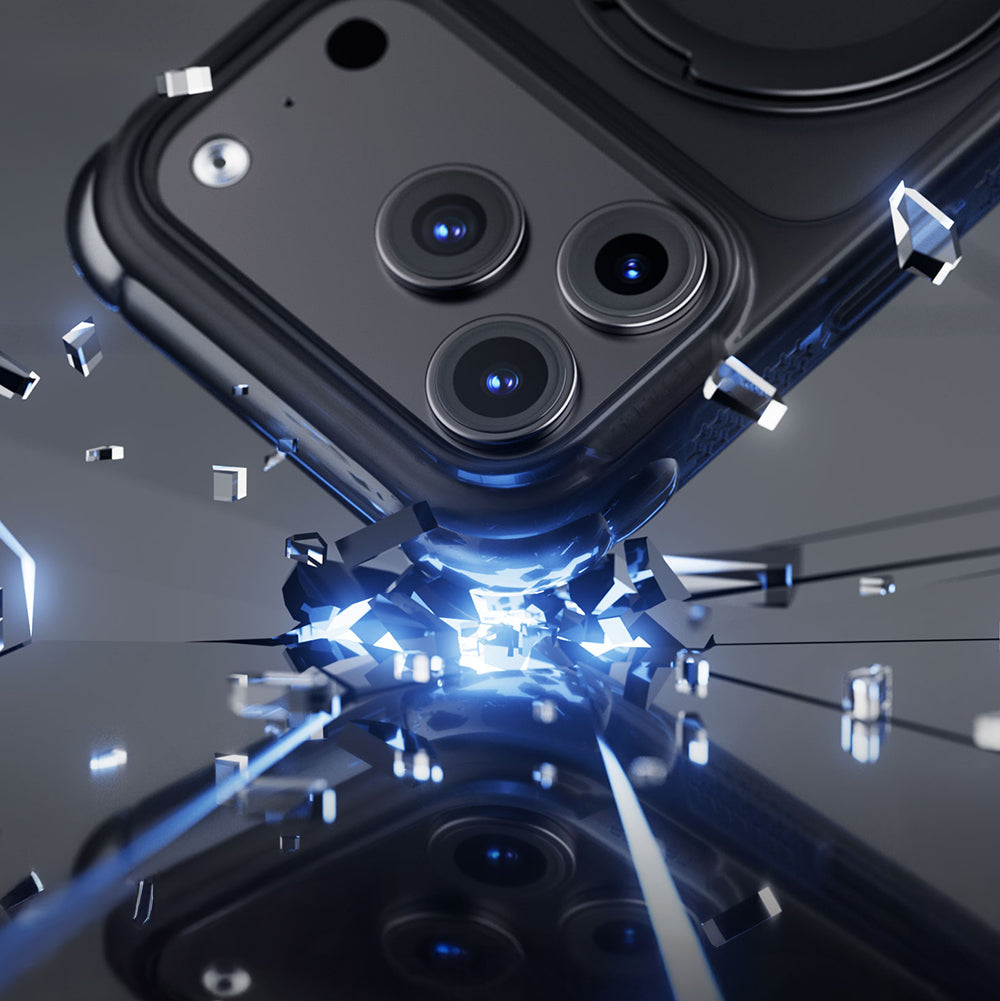 Apple iPhone 18 Pro Kılıf Lenyes Air Bumper Serisi M-safe Şarj Özellikli Airbag Tasarımlı Standlı Kapak Siyah
