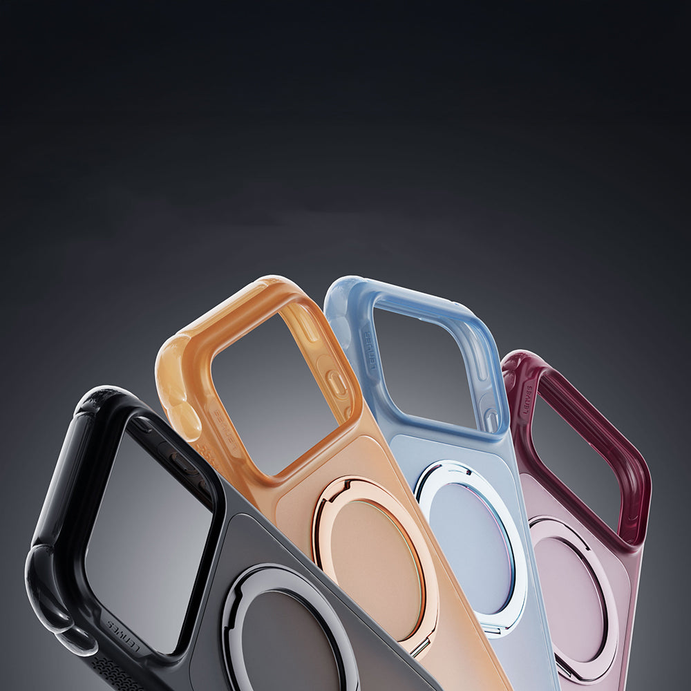 Apple iPhone 18 Pro Kılıf Lenyes Air Bumper Serisi M-safe Şarj Özellikli Airbag Tasarımlı Standlı Kapak Bordo