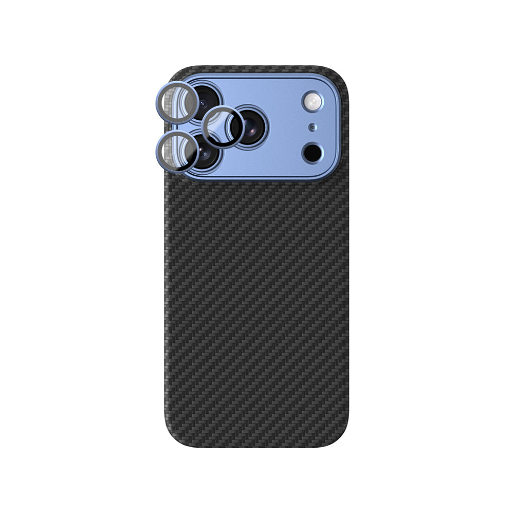 Apple iPhone 18 Pro Kılıf M-Safe Şarj Özellikli 1500D Aramid Fiber AmazingThing Titan Max SLens Serisi Kapak Mavi
