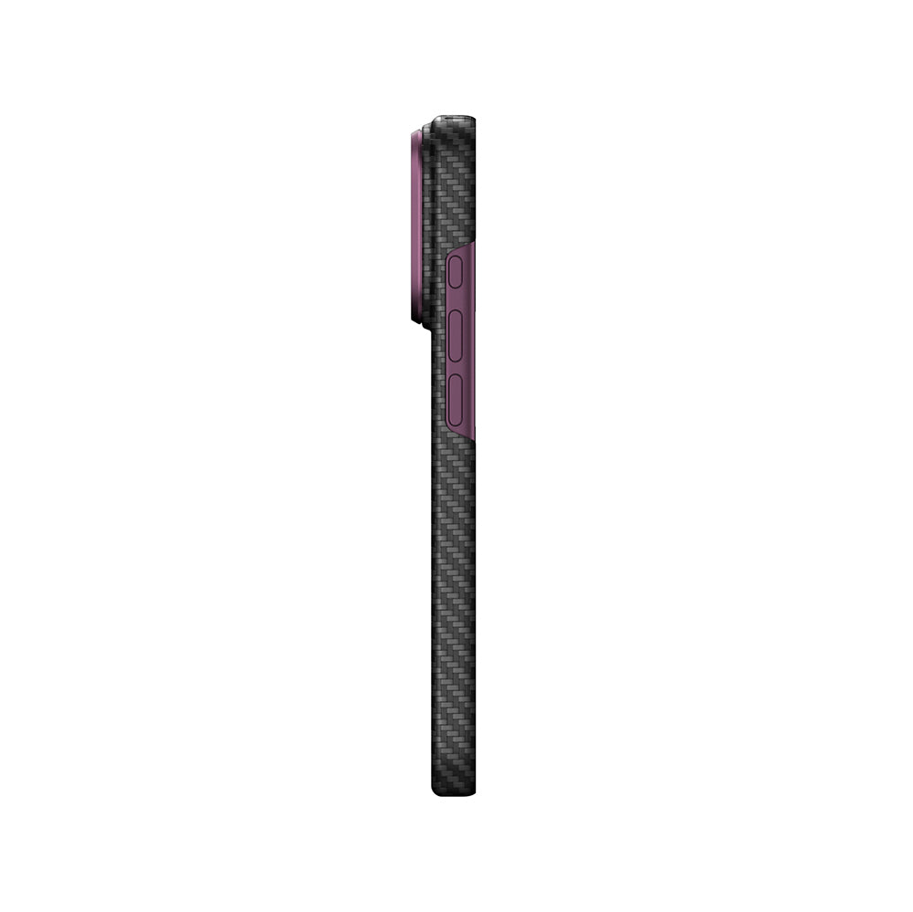 Apple iPhone 18 Pro Kılıf M-Safe Şarj Özellikli 1500D Aramid Fiber AmazingThing Titan Max SLens Serisi Kapak Mor