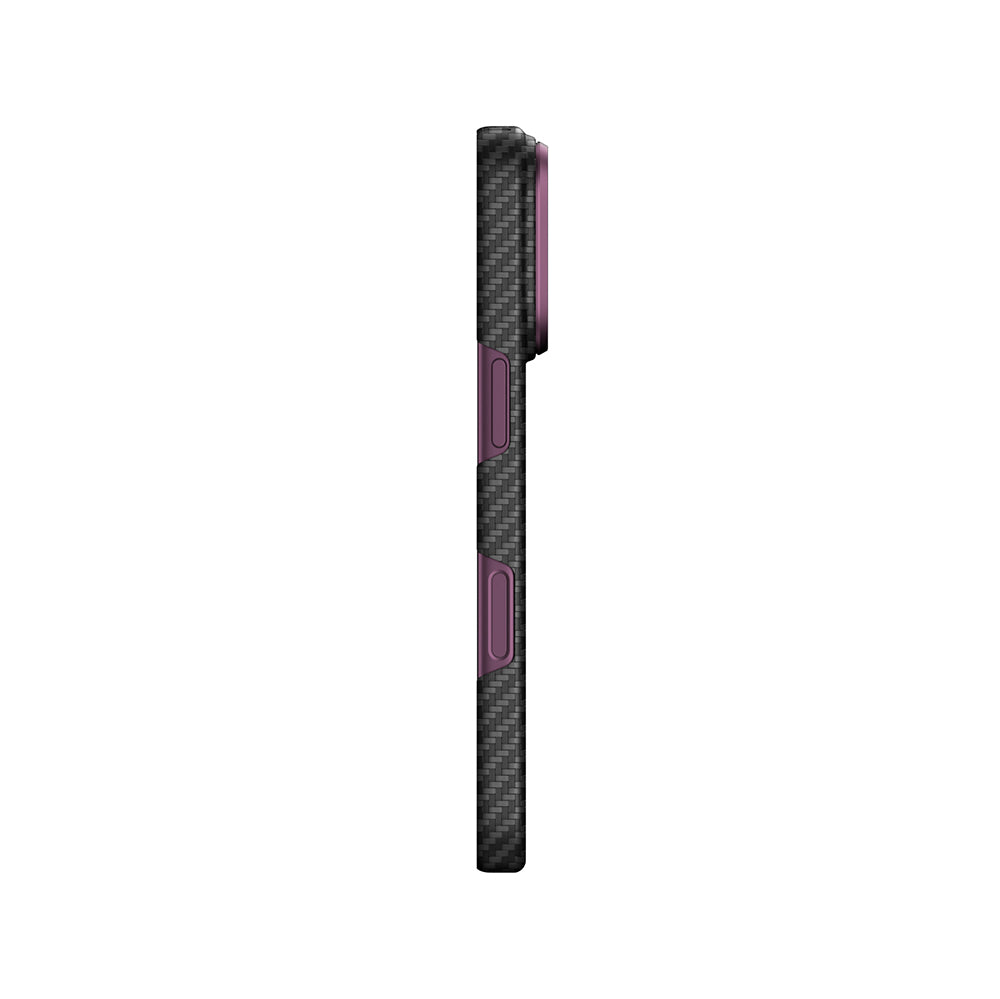 Apple iPhone 18 Pro Kılıf M-Safe Şarj Özellikli 1500D Aramid Fiber AmazingThing Titan Max SLens Serisi Kapak Mor