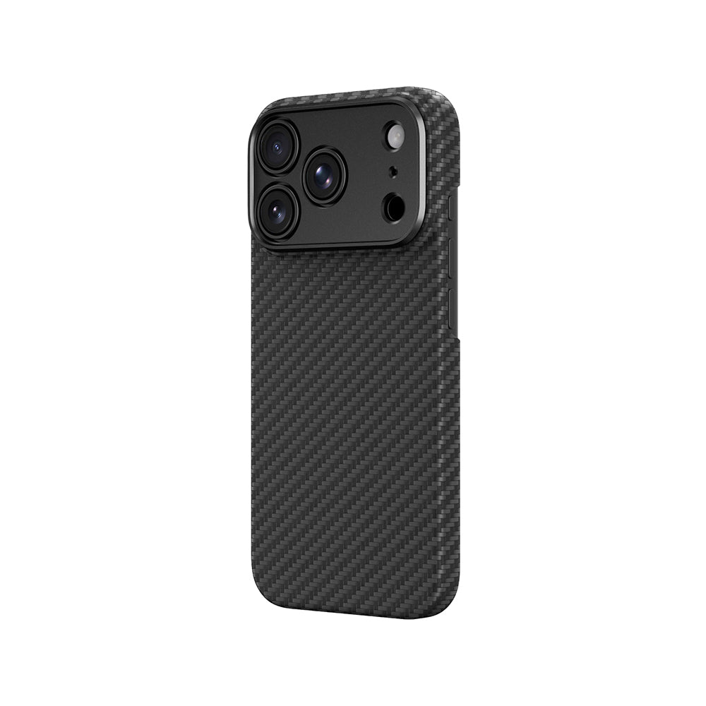 Apple iPhone 18 Pro Kılıf M-safe Şarj Özellikli 1500D Aramid Fiber Lens Korumalı Amazingthing Titan Max Serisi Karbon Kapak Siyah