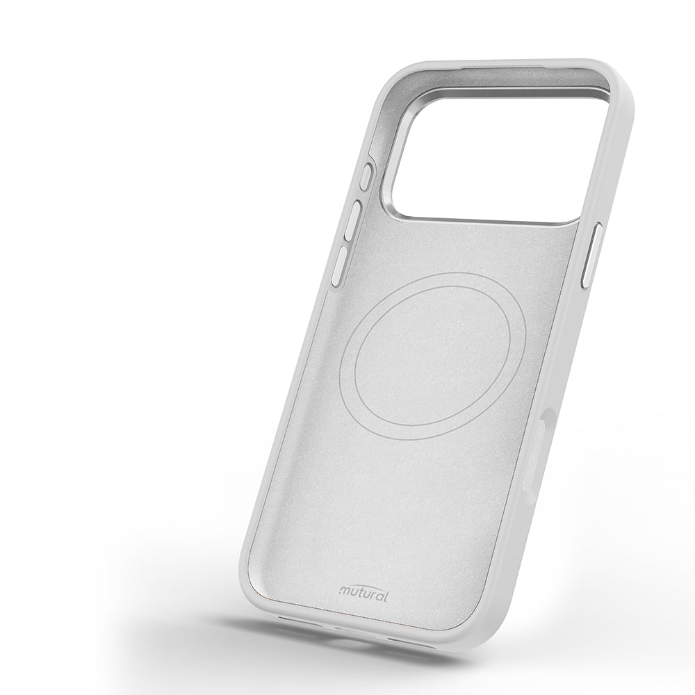 Apple iPhone 18 Pro Kılıf M-safe Şarj Özellikli 3D Baskılı Tasarım Mutural The Cat Serisi Kapak Beyaz