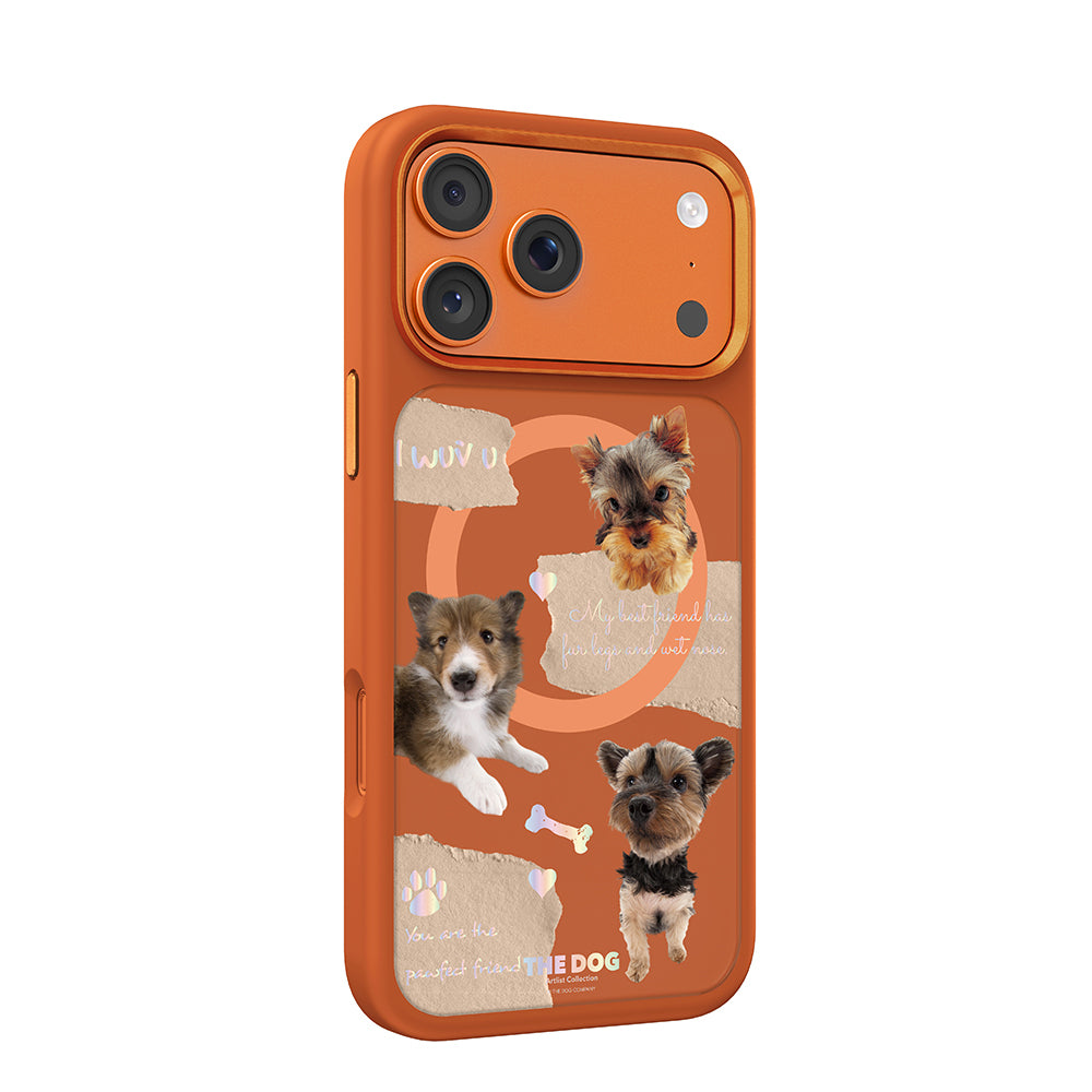 Apple iPhone 18 Pro Kılıf M-safe Şarj Özellikli 3D Baskılı Tasarım Mutural The Dog Serisi Kapak Turuncu