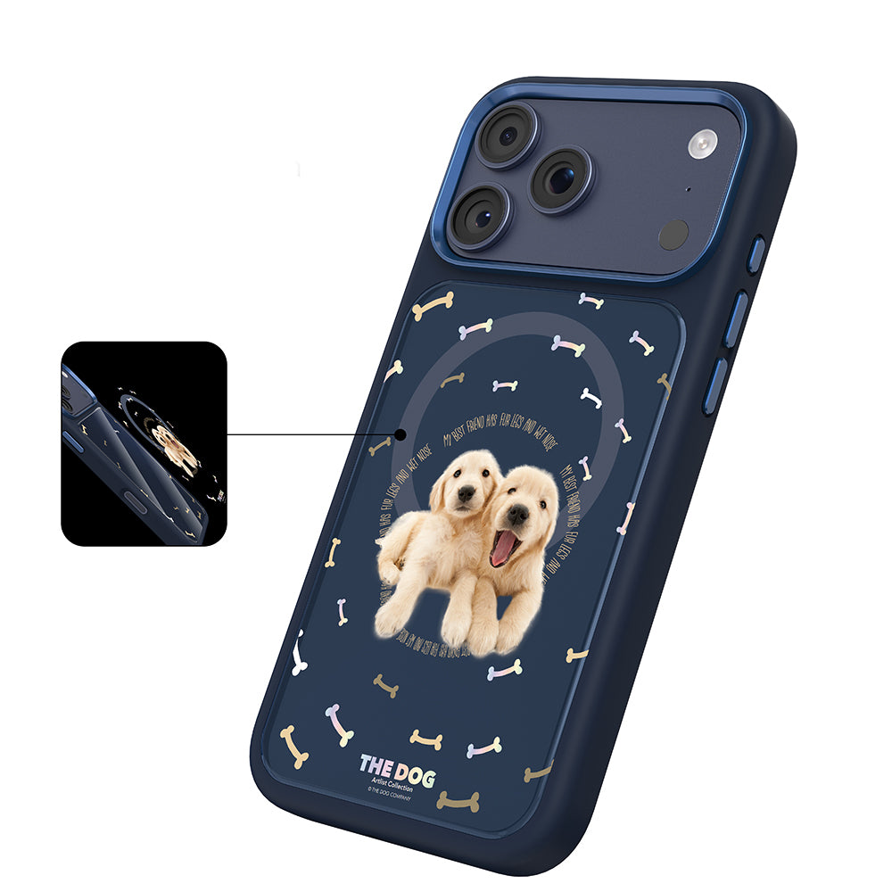 Apple iPhone 18 Pro Kılıf M-safe Şarj Özellikli 3D Baskılı Tasarım Mutural The Dog Serisi Kapak Lacivert