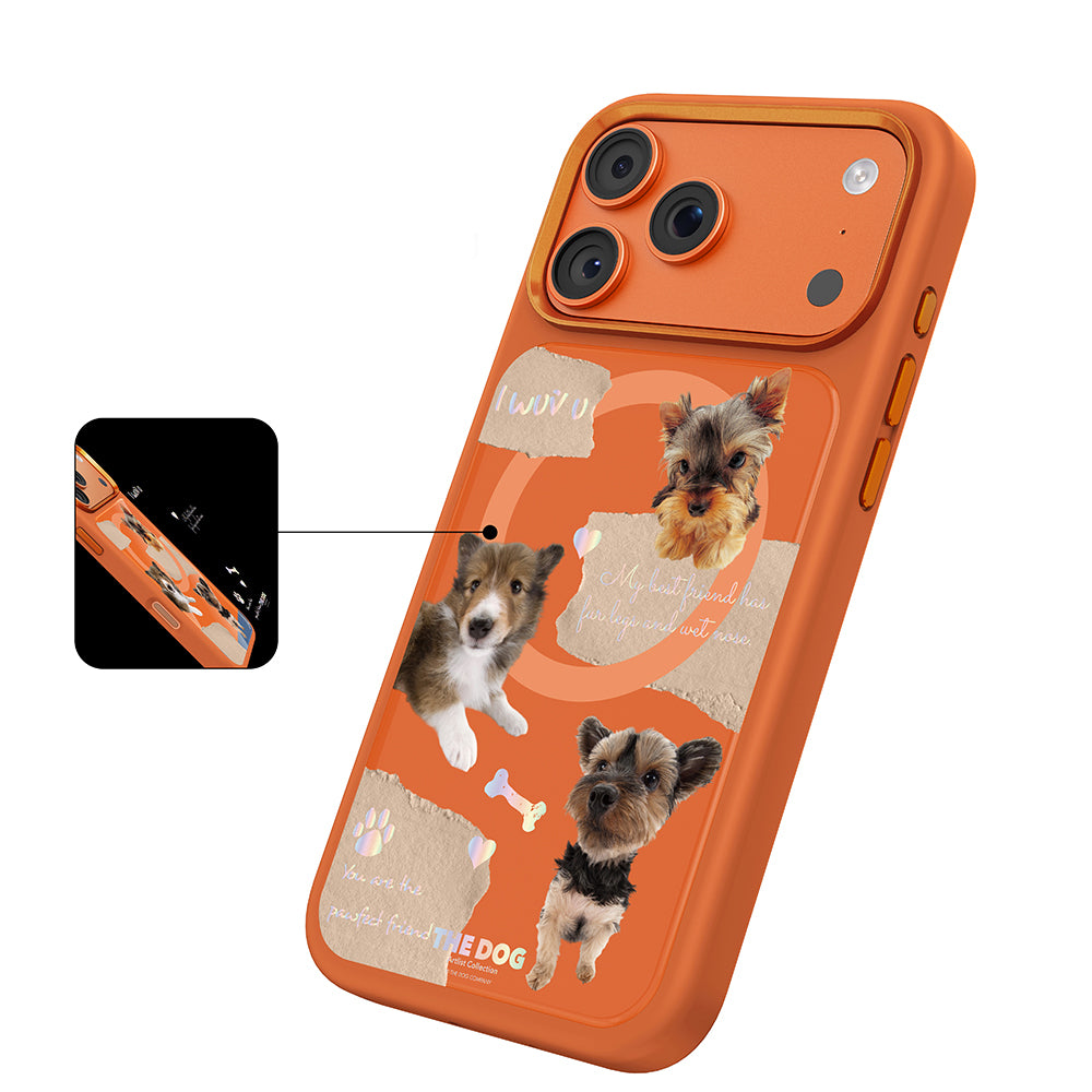 Apple iPhone 18 Pro Kılıf M-safe Şarj Özellikli 3D Baskılı Tasarım Mutural The Dog Serisi Kapak Turuncu