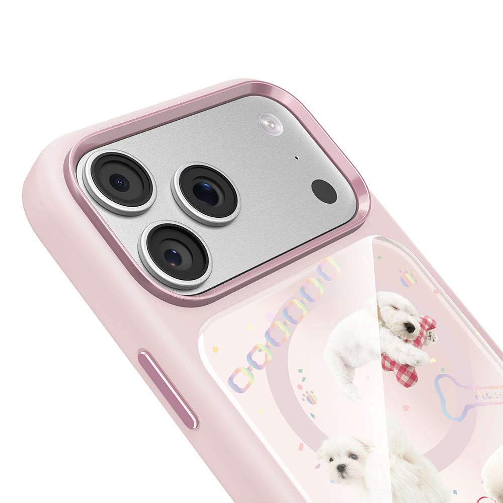 Apple iPhone 18 Pro Kılıf M-safe Şarj Özellikli 3D Baskılı Tasarım Mutural The Dog Serisi Kapak Pembe
