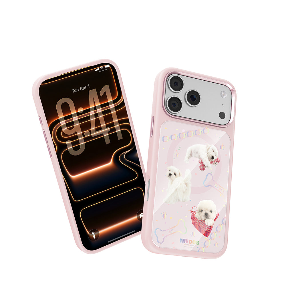 Apple iPhone 18 Pro Kılıf M-safe Şarj Özellikli 3D Baskılı Tasarım Mutural The Dog Serisi Kapak Pembe