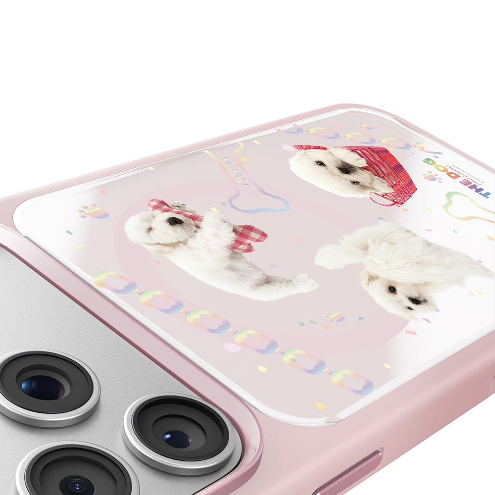 Apple iPhone 18 Pro Kılıf M-safe Şarj Özellikli 3D Baskılı Tasarım Mutural The Dog Serisi Kapak Pembe
