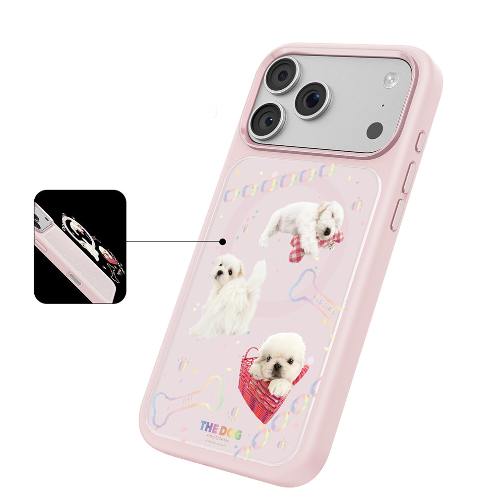 Apple iPhone 18 Pro Kılıf M-safe Şarj Özellikli 3D Baskılı Tasarım Mutural The Dog Serisi Kapak Pembe