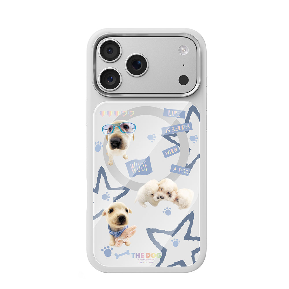 Apple iPhone 18 Pro Kılıf M-safe Şarj Özellikli 3D Baskılı Tasarım Mutural The Dog Serisi Kapak Beyaz