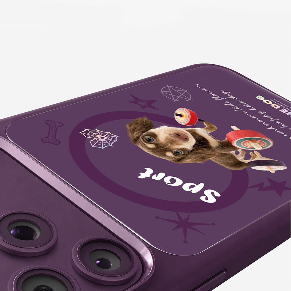 Apple iPhone 18 Pro Kılıf M-safe Şarj Özellikli 3D Baskılı Tasarım Mutural The Dog Serisi Kapak Mor